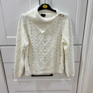 NWT On Twelfth women's cream knit sweater, Sz small